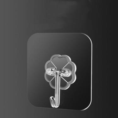 Imagem de NevStp 10 ganchos autoadesivos fortes de aço inoxidável transparente para armazenamento de chaves para cozinha, banheiro, porta, parede, multifuncional, transparente, 10 peças