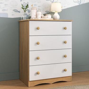 Imagem de Cômoda Infantil 65cm com 4 Gavetas Realeza Multimóveis MP4433, Madeira