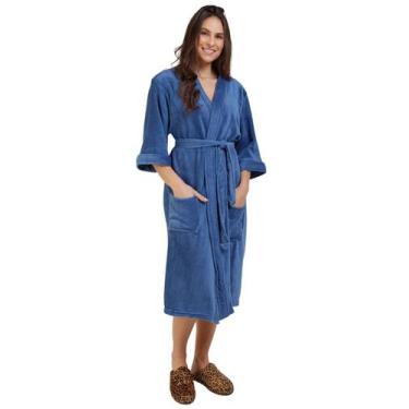 Imagem de Roupão Microfibra Kimono Bene Casa Marinho M