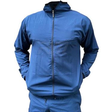 Imagem de Blusa Corta Vento Liso com Capuz Agasalho Dry-fit - RM Fabricacao, Mar