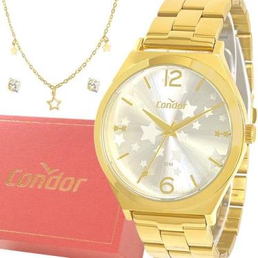 Imagem de Relógio Feminino Dourado Condor Prova d'água e 1 ano de garantia