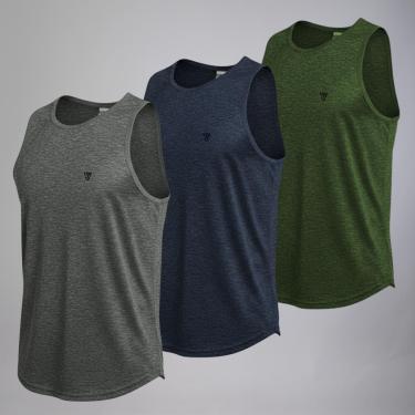Imagem de Kit 3 Camisetas  Masculinas Regata Dry Passeio e Treino-Masculino