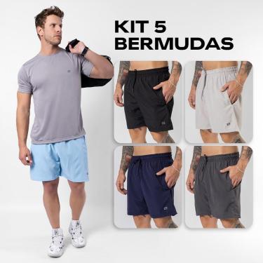 Imagem de Kit 5 Bermudas Masculinas Academia Treino Corrida Shorts Elástico Luzzoo-Masculino