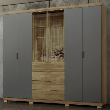 Imagem de Guarda Roupa Casal 260cm Vidro Reflecta Vonn Nature/alasca V02 - Mpozenato
