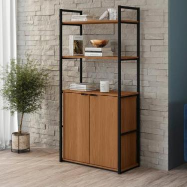 Imagem de Estante Industrial de Madeira Com 5 Prateleiras - Kappesberg, Canela/P