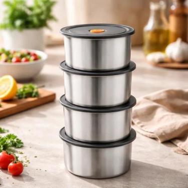 Imagem de Conjunto 4 Potes Guardar Vasilha Recipiente Comida Conserva Armazenar 