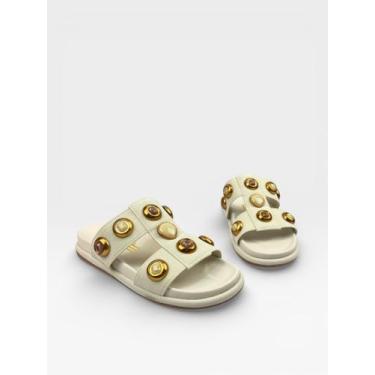 Imagem de Papete Feminina Com Pedrarias Douradas Off White - ANA FLOR, Off white