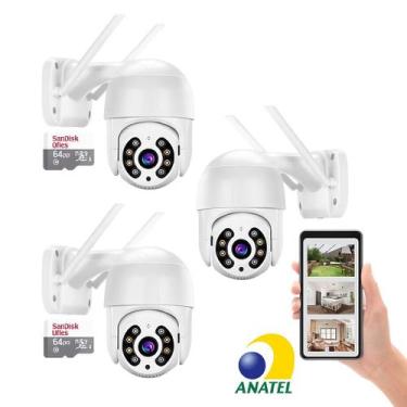 Imagem de Kit 03 Câmeras ip Wifi Externa 100% Prova Dágua Anatel 360 Rotativa Fu