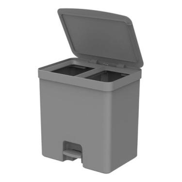 Imagem de Lixeira Pedal Dupla Banheiro Compartimento Reciclagem 20 Litros Cesto 
