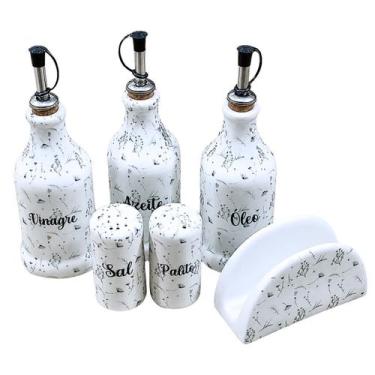 Imagem de Kit Galheteiro - Porcelana Decorada - Arabesco Peças:6pçs - Antilope D