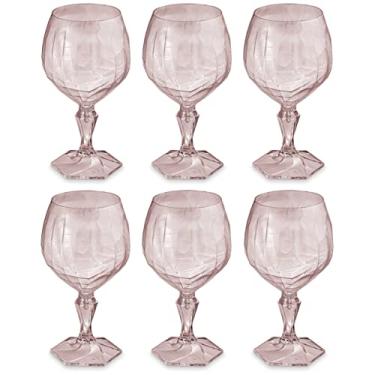 Imagem de Kit 6 Taça Plástica Para Água Suco Chá Gin Festa 350ml Tango Rosa - Uz - Rosa