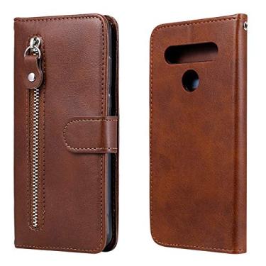 Imagem de YUNCHAO Caixa de telefone Para LG K41S / K51S Fashion Texture Zipper Horizontal Flip Capa de Couro com Suporte e Slots para Cartões e Carteira capa para celular