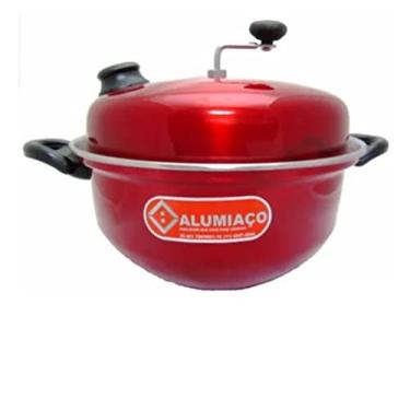 Imagem de Alumi-Aço Pipoqueira 24cm Redonda Vermelha
