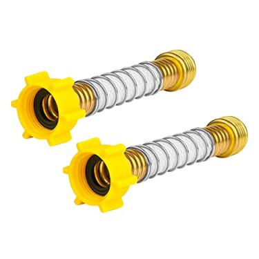 Imagem de AQUA CREST Protetor de mangueira flexível - elimina a crimpagem e tensão de mangueira em torneiras e conexões de água para adaptador de extensão de mangueira de lavagem de trailer, jardim e carro, pacote com 2