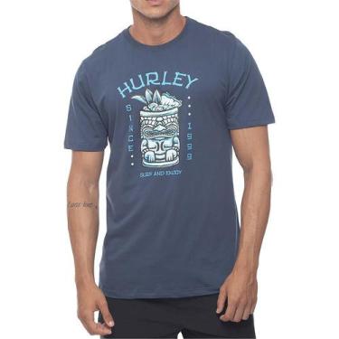 Imagem de Camiseta Hurley Tiki Dring Sm23 Masculina Azul Marinho