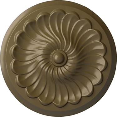 Imagem de Ekena Millwork CM12FLACS 12-1/4" x 2-1/4" Medalhão de teto em espiral de flor, 12 1/4"OD x 2 1/4"P (Fits Canopies up to 2"), Hand-Painted Mississippi Mud