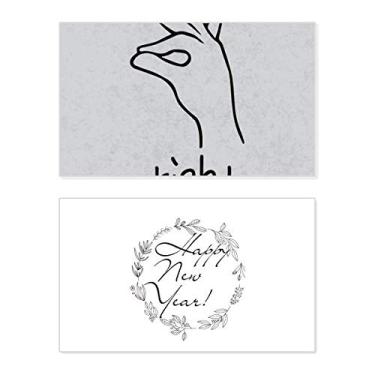 Imagem de Black Right Custom Gesture Pattern New Year Festival Greeting Card Bless Message Gift