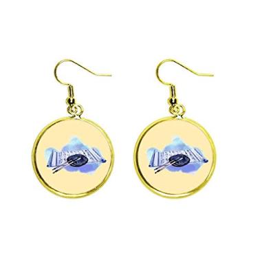 Imagem de Poetry Antiguidades Caligrafia China Orelha Pendente Brinco Dourado Joia Feminina