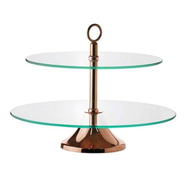 Imagem de PRATO DUPLO VIDRO P/DOCES C/BASE MÔNACO ROSE 33/40cm