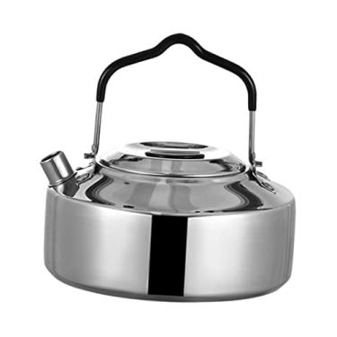 Imagem de menolana 1l chaleira de acampamento chaleira de água cafeteira fácil de limpar aço inoxidável chaleira bule de chá para cozinhar montanhismo, Prata