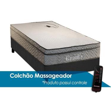Imagem de Cama Box Solteiro: Colchão Molas Paropas D45 Grants c/ Vibro Massagem + Base CRC Suede Gray(88x188)
