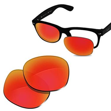 Imagem de Glintbay Lentes de óculos de sol de substituição 100% precisas para Ray-Ban Wayfarer RB2132 55 mm - Espelhado vermelho fogo polarizado