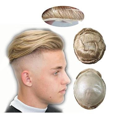 Imagem de HAIR NATURE Peças de cabelo masculinas, peruca para cabelo humano masculino, sistema de substituição de cabelo loiro, pele ultrafina 0,03 mm Unidade #22R