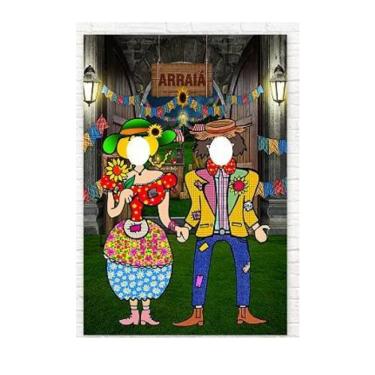 Imagem de Painel Decorativo Vazado Festa junina casal caipira