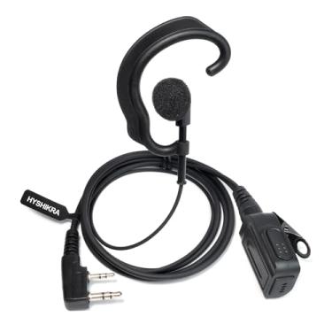 Imagem de HYSHIKRA Fone de ouvido em forma de G, fone de ouvido ergonômico com PTT e microfone para rádio móvel Baofeng UV5R Quansheng UVK5 UVK6 Kenwood Retevis Mobile Radio HT