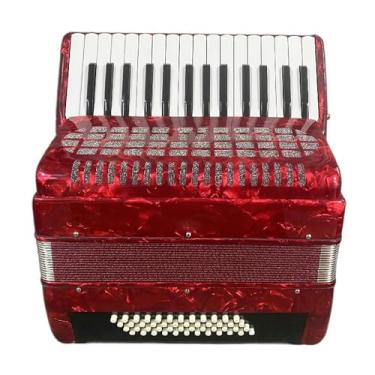 Imagem de BailingDS Acordeão 30 teclas 48 graves acordeão acordeão profissional acordeão presente para adultos estudantes 30 teclas de piano 48 baixo botão acordeão instrumento (vermelho)