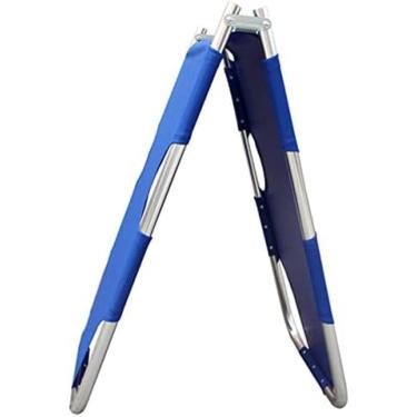 Imagem de Maca portátil dobrável com duas barras de aço, maca dobrável plana com capacidade de carga de 150Kg, macas portáteis Transporte de pacientes leve e resistente para viagens