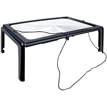 Imagem de Lupa retangular A4 de página inteira 3X de mesa com 4 luzes LED, suporte dobrável, auxílio para leitura assistida com as mãos livres, lupa com corda para/baixa visão/livros Journey