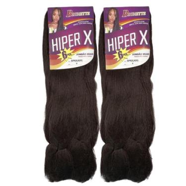 Imagem de Kit 2 Cabelo Jumbo Tranças Hiper X Jumbão Box Braid - Brunette, MARROM