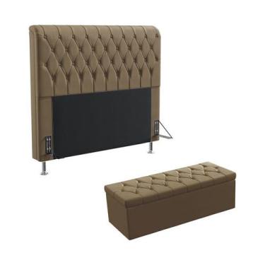 Imagem de Kit Cabeceira Estofada Decorativa Cama Box Bellatrix 140 Cama de Casal