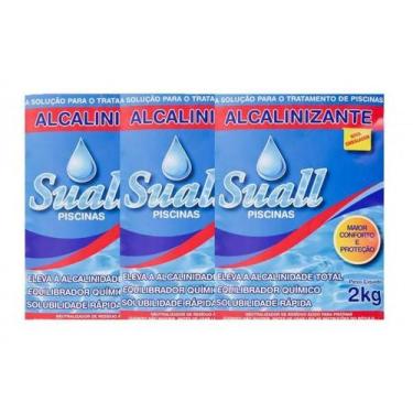 Imagem de Kit 5 Barrilha Leve Elevador Ph Para Piscina 2 Kg Suall