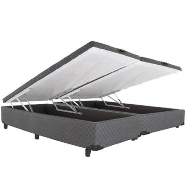 Imagem de Cama Box CASAL Bipartido  Baú Pistão Frontal Cinza  138x188 - MGA, 138