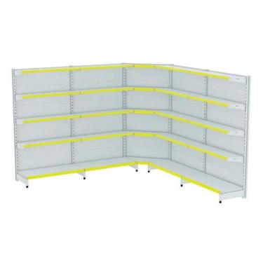 Imagem de Gondola Parede 202 Amapa FIT Kit 4 Metros 1 Canto Porta etiqueta Amare