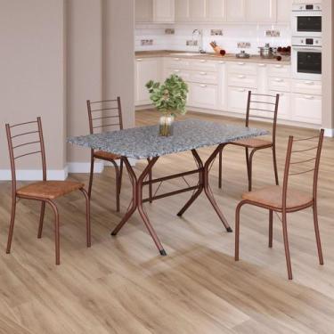 Imagem de Conjunto Sala de Jantar Mesa Retangular 100x60cm Tampo Granito Ocre 4 