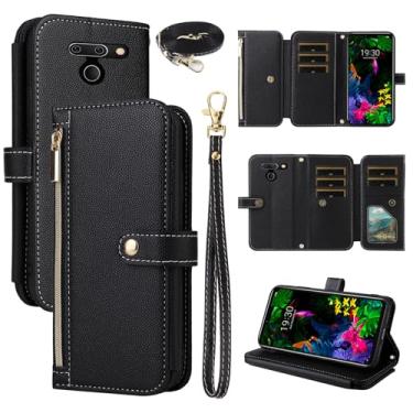 Imagem de Dswteny Capa carteira para LG G8 ThinQ com alça de pulso alça de ombro zíper de couro PU de luxo flip suporte para cartão de crédito capa para celular LGG8 Thin Q G 8 LG8 G8thinq LGG8thinq 8G mulheres