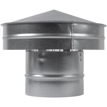 Imagem de Tampa de telhado de aço galvanizado redonda de 12,7 cm com malha - capa de chaminé à prova de intempéries com parede lateral - protetor de chuva para duto de lareira - tampa superior de ventilação de