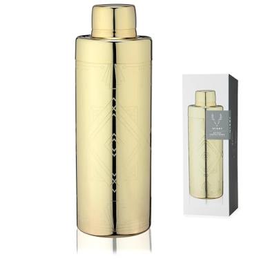 Imagem de Viski Coqueteleira Art Deco Gold Coqueteleira Sem Chumbo Garrafa de Licor de Cristal, Conjunto de 1, 1250 ml