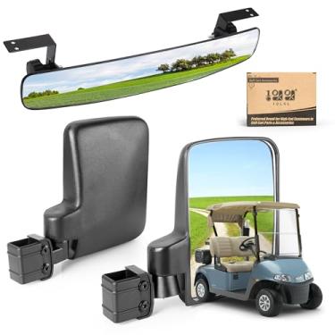 Imagem de 10L0L Universal Golf Cart Mirror Sets Compatible with Yamaha, Club Car, EZGO Models, No Drilling & Foldable-HD Glass, Ultra-Wide View Back Mirror & Side Mirror