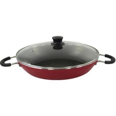 Imagem de Paelleira Teflon Interno Vermelha Com Tampa Vidro N30 2,9l - Docesar