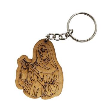 Imagem de Kit 30 Chaveiro Imagem Santa Rita De CÁSsia Com Argola 4x5cm Mdf Madei