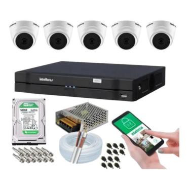 Imagem de Kit 5 Câmeras Intelbras Dome 1120d Dvr 8 Canais Com Hd