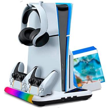 Imagem de Base Para Ps5 Slim Fat Cooler Suporte Controle Jogos Led Rgb - DGM