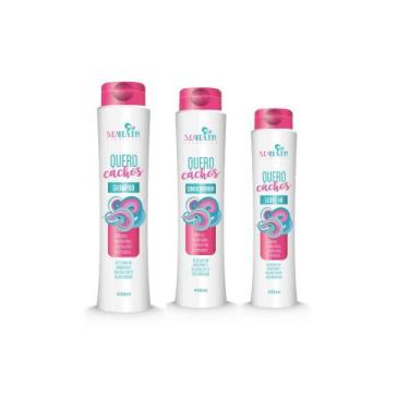 Imagem de Kit Shampoo Cond Creme Pentear Quero Cachos Mahair Cacheados,  Cabelos