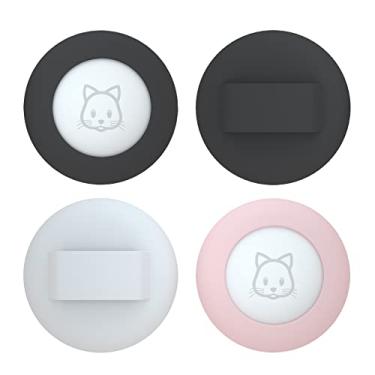 Imagem de Suporte de coleira para gatos AirTag 2022, compatível com Apple AirTag GPS Tracker, 2 capas à prova d'água para coleira de animais de estimação dentro de 9,5 cm (preto, preto, rosa e branco)