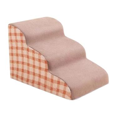 Imagem de Ｂｅｓｇａ Passos de cães para a cama alta degraus de animais de estimação coberta coberta de cobertura suave e confortável de cachorro não deslizante rampa, Bege