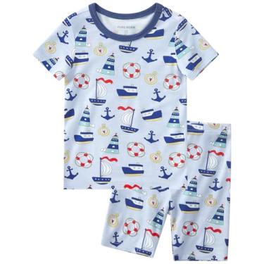 Imagem de pureborn Conjunto de pijamas de bambu para bebês – Pijama infantil de viscose com ajuste confortável, 2 peças, 18 a 7 anos, Barco à vela, 6-7 Anos